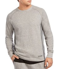 2 X IST Mens Mesh Lounge Crewneck Sweatshirt, Grey, Medium