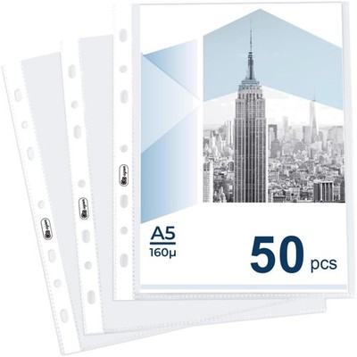 Prospekthüllen A5 50 Stück Klarsichthüllen Polypropylen extra stark 160µ Doku...