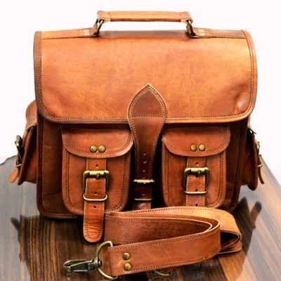 Genuine Leather Bag Vintage Laptop Backpack Rucksack Messenger Bag Satchel 9''X11