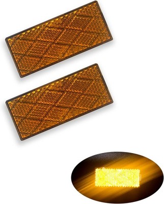 DOT CCC 2pcs Rectangle Reflector Self Adhesive Stick on Trailer D Color: Amber