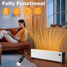 32'' Electric Baseboard Heater, 1500W, Portable w/ Remote Control 12H Timer