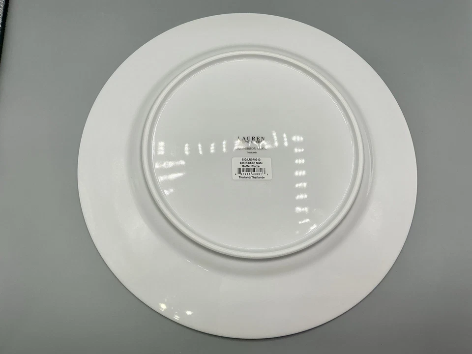 НОВОЕ круглое блюдо для буфета Lauren от Ralph Lauren 12,25 дюйма шелковая лента сланец серебро - Изображение 3 из 4