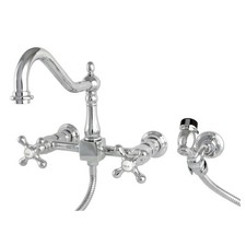 KS1241AXBS Heritage Wall Mount Bridge Kitchen Faucet with Brass Spray, Polish...