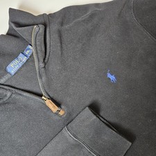 Polo by Ralph Lauren Quarter Zip Mens XXL Black Pullover Cotton Knit Preppy