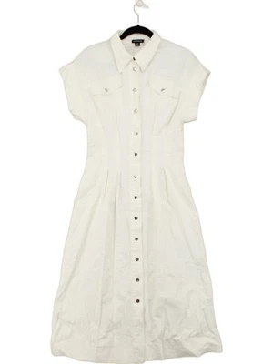 Karen Millen Shirt Midi Dress UK10 in Cream RRP £119 - Image 1 of 4