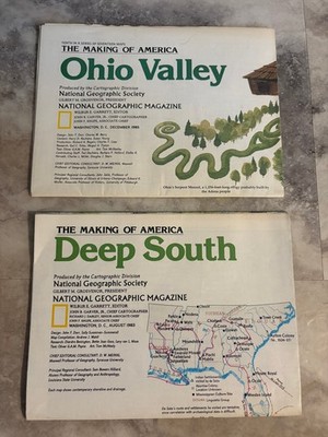 2 National Geographic MAPS Making of America OHIO VALLEY 1985 & DEEP SOUTH 1983