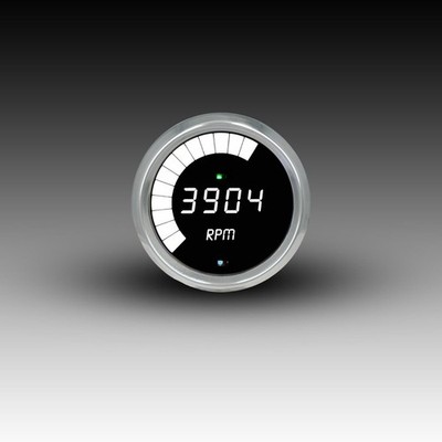 Intellitronix White LED (Bar) Tachometer Gauge - Black Faceplate / Chrome Bezel