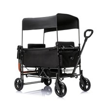 Double Wagon Stroller for 2 Kids, Adjustable Handle, 8" PU Wheels, Foldable