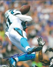 Foto autografiada firmada 8x10 THOMAS DECOUD Carolina Panthers - con certificado de autenticidad