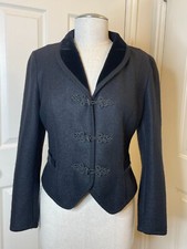Giesswein Vintage Austrian Black Blazer Jacket 100% Boiled Wool Size 6 Usa