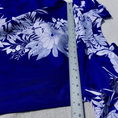 Vtg Women’s Blue M HTF Hilo Hattie Hawaiian Floral Moo Moo Dress Polyester Tiki - Picture 16 of 20
