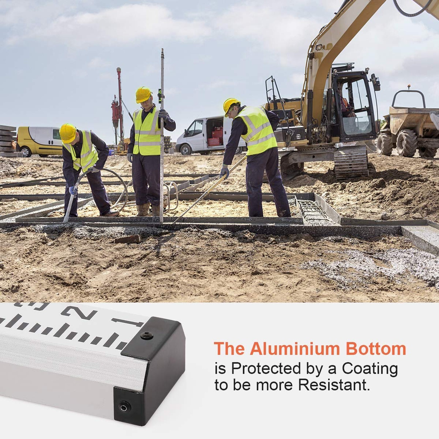 Huepar 16 - Foot Aluminium Grade Rod -8ths 5 Sections Telescopic with Bubble ...