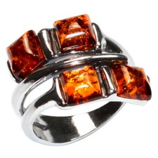 5.6g Authentic Baltic Amber 925 Sterling Silver Ring Jewelry N-A7469 s.6