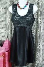 Victoria's Secret Slip Dress S black satin lace top small vtg-1990s