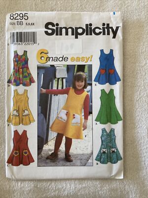 1998 SIMPLICITY Pattern 8295 Child's Jumper 6 Made Easy Size BB 5 6 6X UNCUT