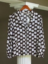 Chico's Black White Brown Print Blouse /Jacket Size 2 12-14  NWT 64.95