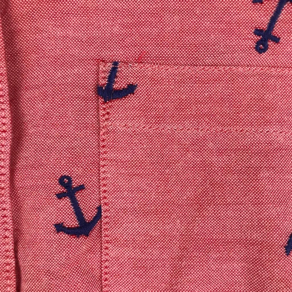 Camisa Bajo Mujer Pequeña Rosa Algodón Bordado Anclas Abotonadas Mangas Largas Foto 4 de 4