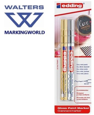 Edding 780 extrafeiner Glanzlackmarker | 0,8 mm Feder | Gold & Silber | 2er Set
