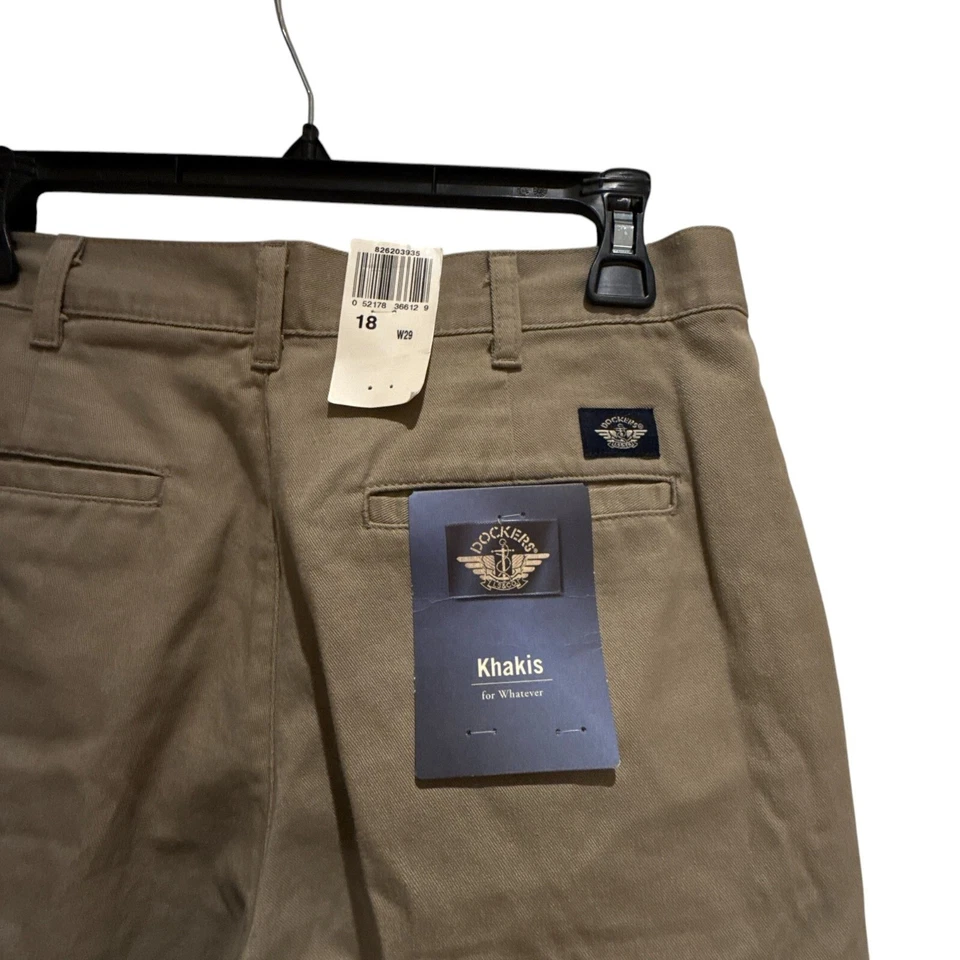 Pantalones Cortos Dockers Niños Caqui Talla 18 Plisados Frontales 100% Algodón Beige Chino Foto 4 de 4