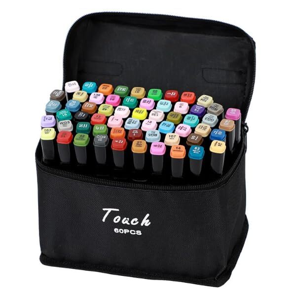 60 Colors Alcohol Markers Set Professional Indicators with Dual Tips for Writ...