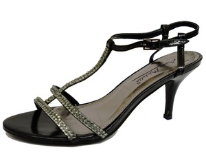 ladies black low heel sandals