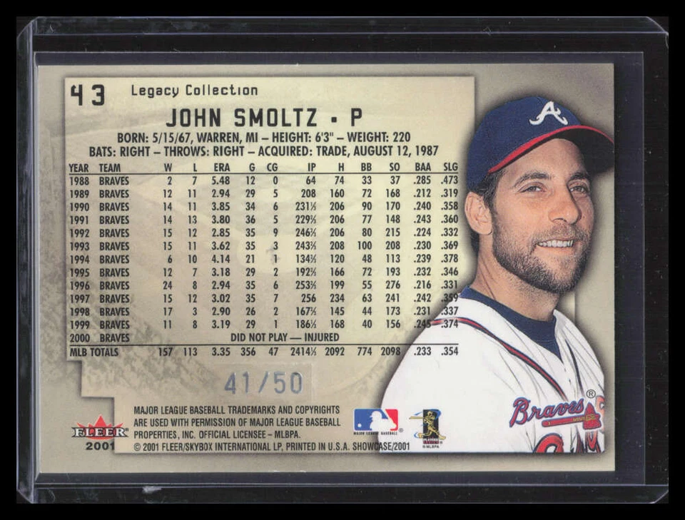 2001 Fleer Showcase Legacy 43 John Smoltz 41/50 - Image 2 of 2