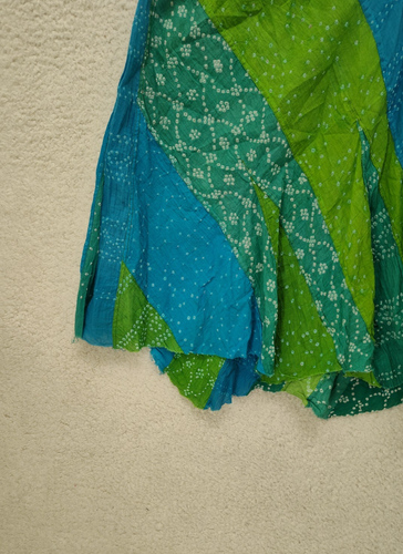 Dosa Women Skirt 4 Green Printed 100% Cotton Drawstring Ruffle Hem Casual Midi - Picture 4 of 21