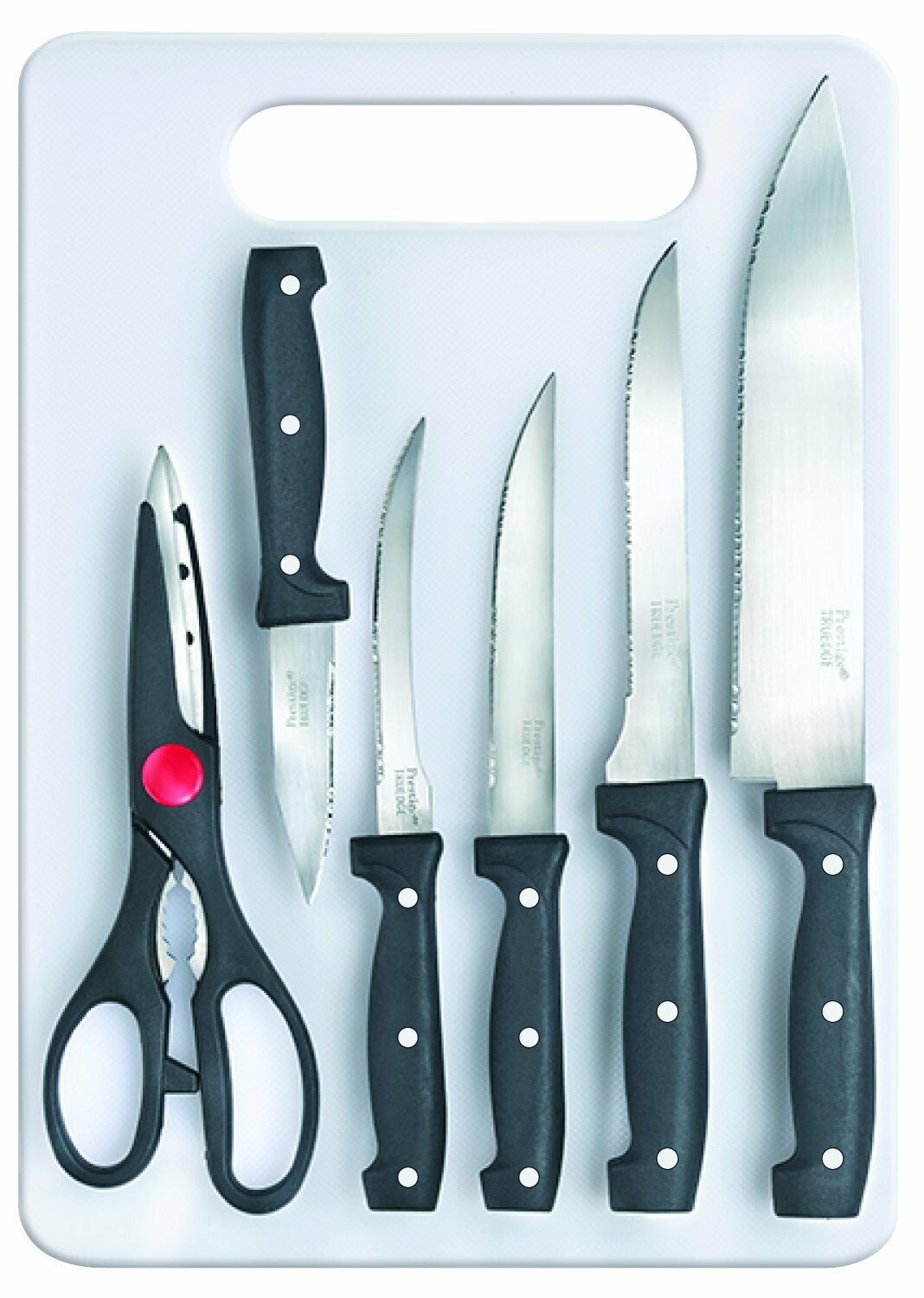 Prestige Tru-Edge Kitchen Knife Board Set Black/Silver, 6-Pieces Tanie i obfite