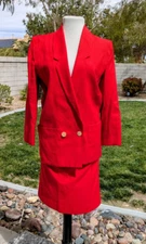 VTG Peabody House 2pc Red DoubleBreasted Jacket+Skirt Separate Suit Sz5/6Set EUC