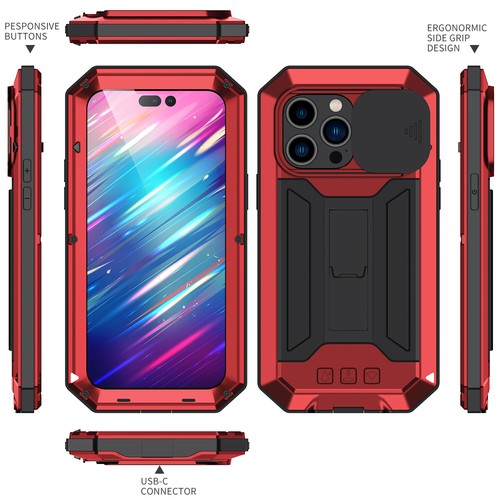 For iPhone 16 15 14 13Pro Max Case Shockproof Aluminum Gorilla Glass Metal Cover - Picture 35 of 46