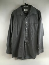 Van Heusen Shirt Men's Size XL 34-35 Gray Button Up Long Sleeve Wrinkle Free