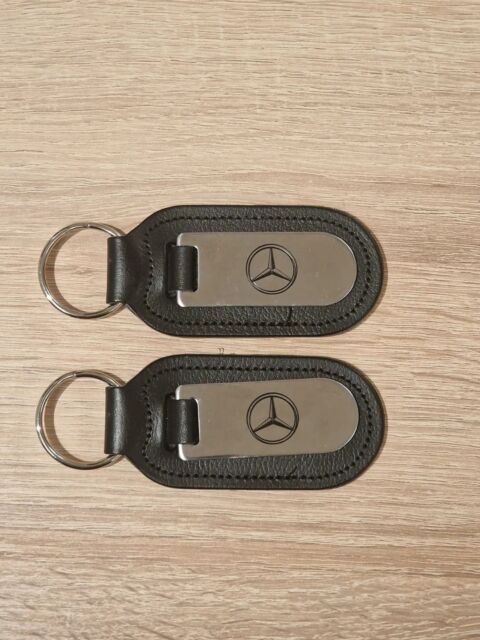 *NEW* 2x Genuine Mercedes-Benz Leather & Chrome Keyring