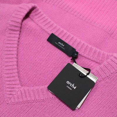 Arch4 NWT V-Neck Sweater Size XS US In Solid Purple 100% Cashmere Battersea