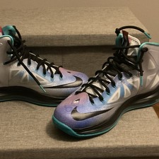 Nike LeBron 10 High Top Basketball Sneakers Blue Purple Black Teal White Men's
