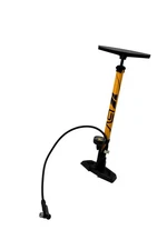Bike Bicycle Floor Pump Gauge Dual Head Presta Schrader Yellow Air Tire Inflator