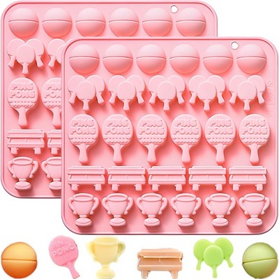 2PCS Ping Pong Chocolate Mold 28 Cavities Sport Theme Silicone Candy Molds Ta...