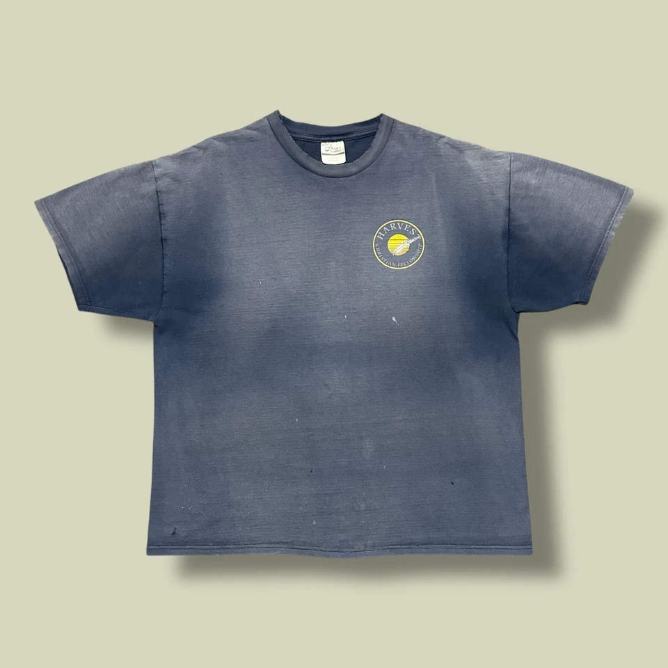 Vtg Thrashed Shirt Sun Faded Christian Graphic Tee 90s y2k Navy Blue XL - Image 2 of 4