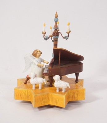 Käthe Wohlfahrt Set 2007 Engel am Klavier m. Stern Stehleuchter Schäfchen in OVP