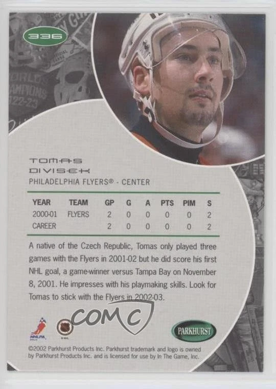 2001-02 ITG Parkhurst Tomas Divisek #336 Rookie RC - Image 2 of 2