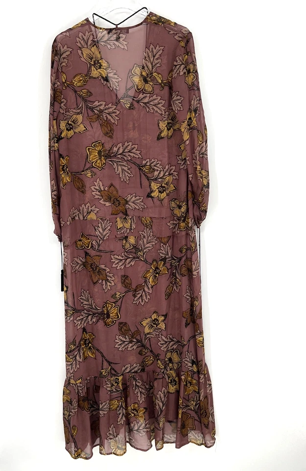 For Love & Lemons Maxi Dress Womens M Floral Pink Boho Peasant Tiered Sheer - Image 2 of 4