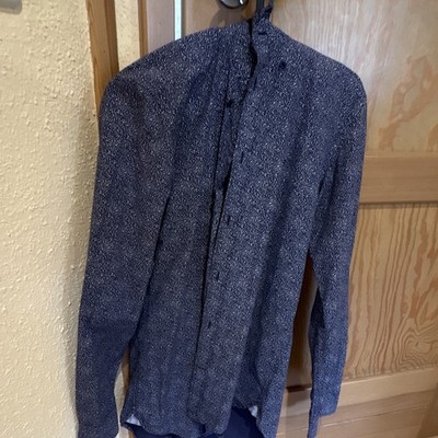 Tommy Hilfiger Mens Shirt M Cotton Kent Collar Blue Polka Dot Long Sleeve