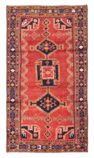 Vintage Oriental Hand-Knotted Carpet 4'1" x 7'7" Traditional Wool Area Rug