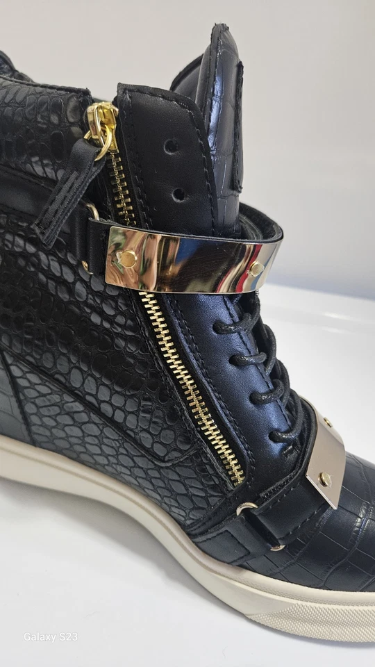 Giuseppe Zanotti крокодила на танкетке из черной кожи размер 40 б/у в отличном состоянии сделано в Италии женщин - Изображение 4 из 4