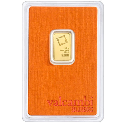 #ad 2.5 Gram Valcambi Gold Bar New w Assay $374.83