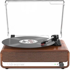 Vinyl Record Player with Bluetooth,All in One 3-Speed Vintage Stereoturntable wi