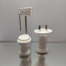 porcelain doll house toilet and sink