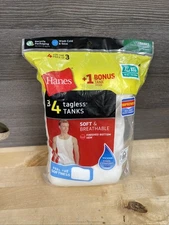 Hanes Men’s Tagless Tanks 4 Pack Size XL New