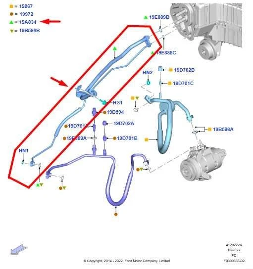 Ford F150 2015-20 Super Cab 2,7 L aire acondicionado refrigerante manguera de tubo de succión y descarga Foto 2 de 4