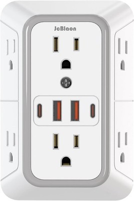 Multi Plug Outlet Surge Protector - 6 Outlet Extender with 4 USB Ports 2 USB C