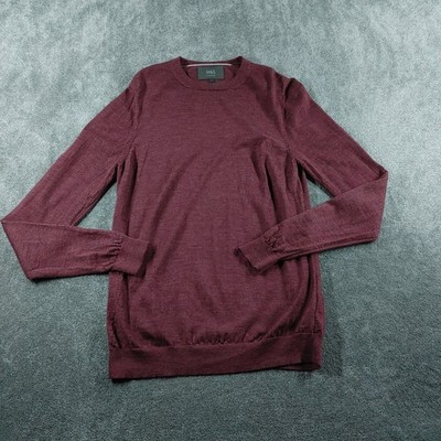 M&S Pullover Herren Medium Rot Merinowolle Pulli Rundhals Smart